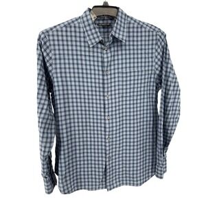 John Varvatos Shirt USA Mens XL Blue Check Long Sleeve Button Down